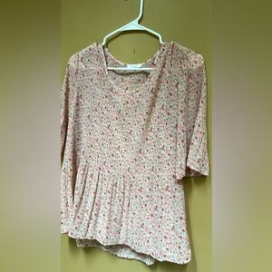 Very cut over size flowing top flower pattern w cami